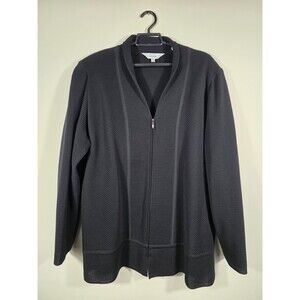 Exclusively MISOOK Plus Black Acrylic Zip Up Sweater Jacket Size 3X Career Plus